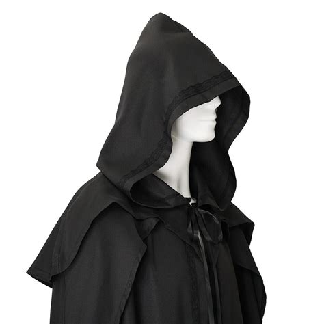 Black Hooded Cloak For Men