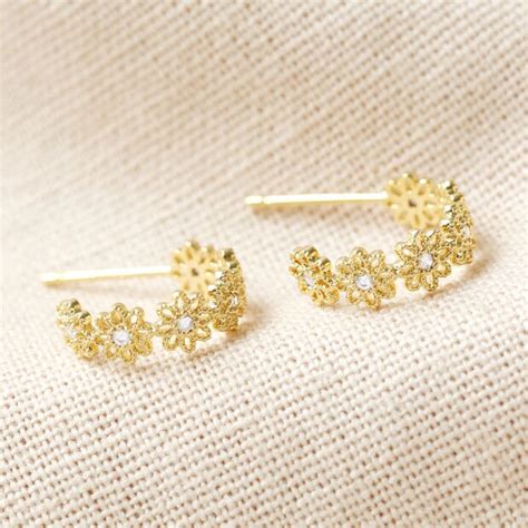 Daisy Hoop Earrings in Gold | Coopers