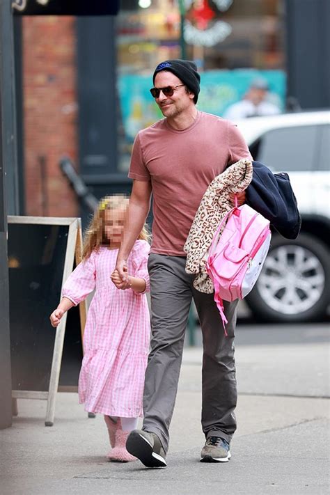Bradley Coopers Daughter Lea Holds His Hand In Pink Dress Photos