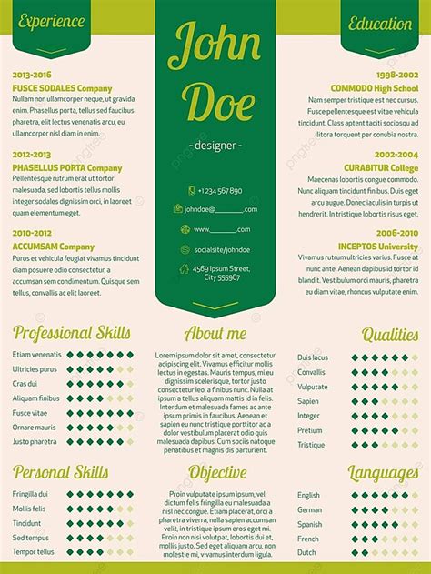 New Modern Resume Cv Template Timeline Document Infographic Vector