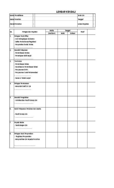 contoh kartu kendali