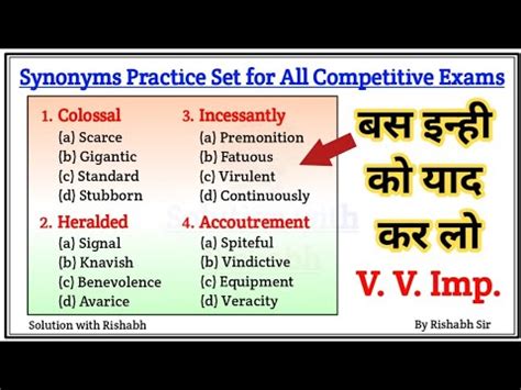 Most Important Synonyms For All Competitive Exams Synonyms In English