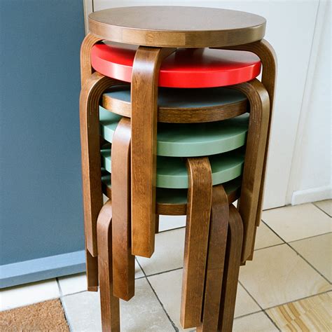 Artek Alvar Aalto Stool 60 Three Legged Stool Walnut Stained