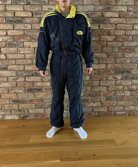 Vintage 90s Men S Ski Suit Navy One Piece Winter Skiing Suit Retro Snowsuit Hipster Winter Wear