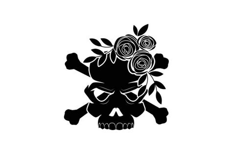 Skull And Crossbones With Roses Svg Cut File By Creative Fabrica Crafts