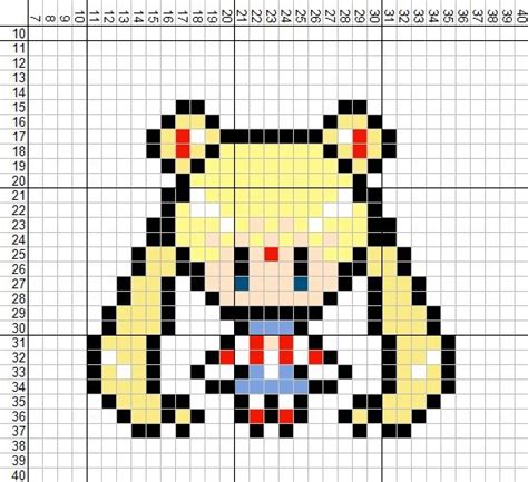 Sailor Moon Pixel Art Anime Рисунки крестов Гобелен рисунки Схемы вышивки крестиком