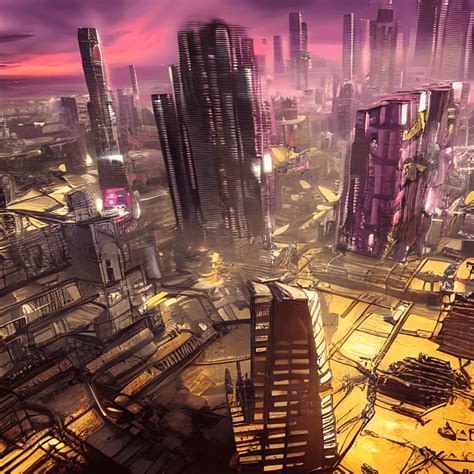 Sunrise Over Cyber Punk City · Creative Fabrica