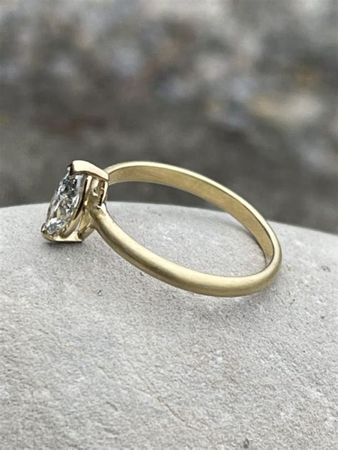 Custom Gold Marquise Cut Fancy Grey Color Diamond Ring Elaina Designs