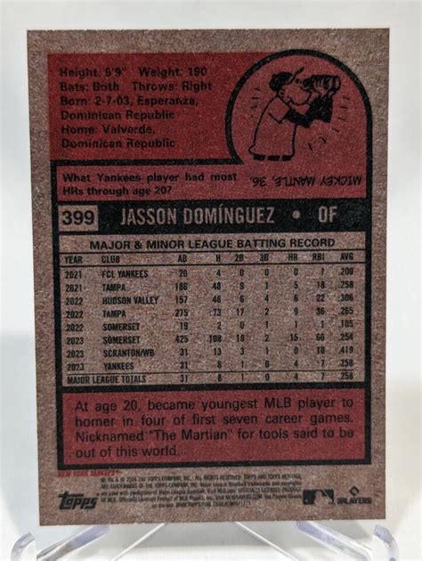 Jasson Dominguez Topps Heritage Rookie Card Rc New York