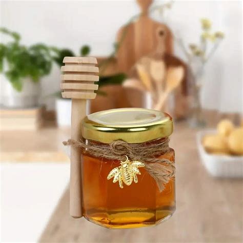 10 20Sets 1 5 Oz Hexagon Mini Glass Honey Jars Honey Jars With Wood