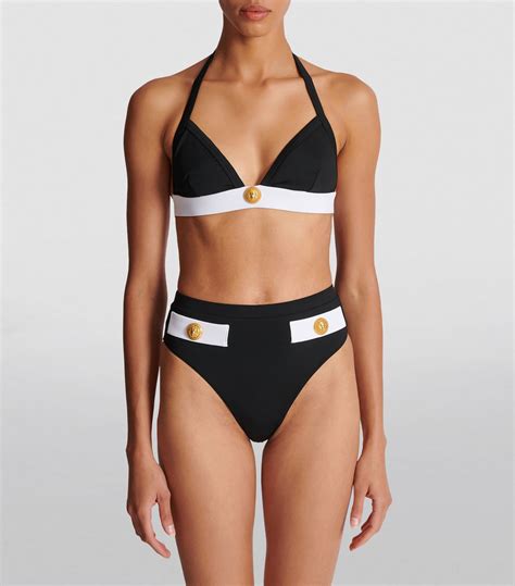 Womens Balmain Black Button Detail Bikini Harrods UK