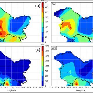 Ad The Spatial Pattern Of The Mean Seasonal Sum Of Precipitation Of