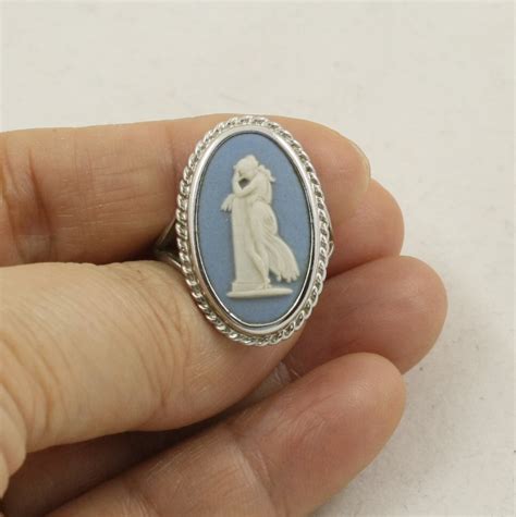 Vintage Wedgwood Wedgewood Cameo Ring Blue Jasper Sterling