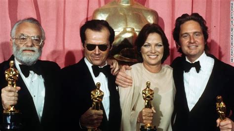 From left, producer Saul Zaentz, actor Jack Nicholson, actress Louise Fletcher and producer ...