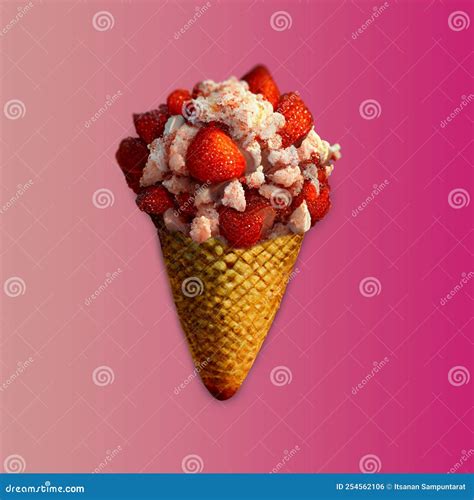 Strawberry Ice Cream Cone Stock Photo Image Of Pink