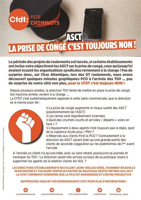 CFDT Cheminots ASCT la prise de congé cest toujours non