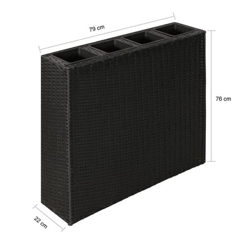 Vidaxl Plantenbak Verhoogd Met Potten Poly Rattan Zwart Leen Bakker