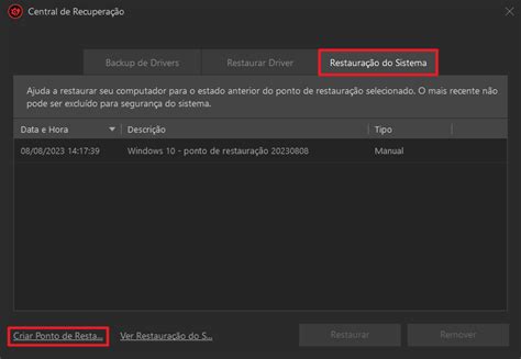 Como criar ponto de restauração do sistema no Windows 10