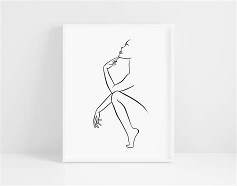 Woman Body Line Art Minimalist Figure Art Abstract Female Etsy