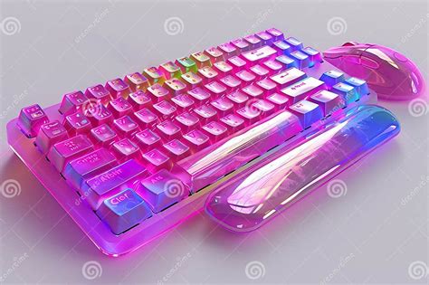 Pink And Blue Iridescent Keyboard And Mouse Set Stock Photo Image Of