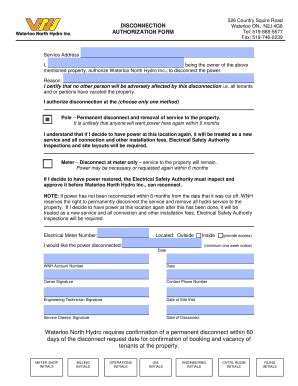 Fillable Online Disconnection Authorization Form Fax Email Print