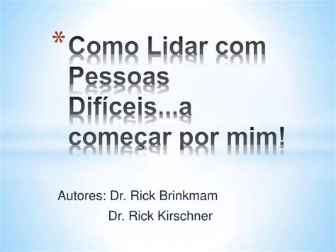 PPT Como Lidar Pessoas Difíceis a começar por mim PowerPoint