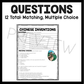 Chinese Inventions Reading Comprehension Worksheet By Teaching To The