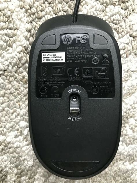 Genuine HP USB Optical Mouse 672652 001 Black Wired 2 Button Scroll