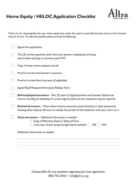 Fillable Online Home Equity HELOC Application Checklist Fax Email Print