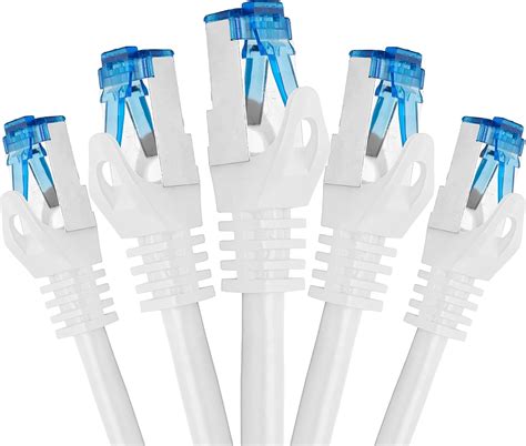 BIGtec Pack Of 5 0 75 M CAT 7 Gigabit Patch Cable Network Cable White