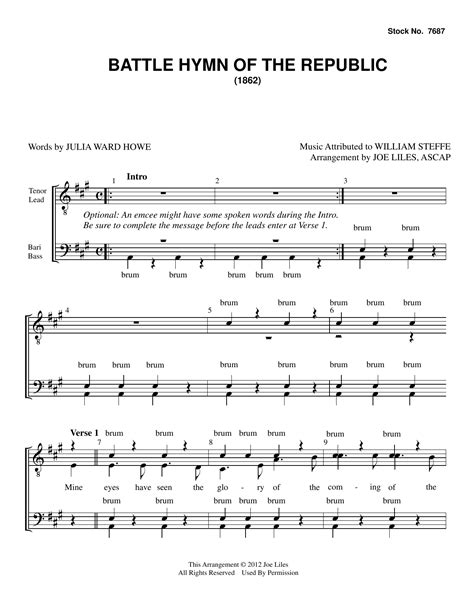 Download Julia Ward Howe The Battle Hymn Of The Republic Arr Joe Liles Sheet Music And Pdf