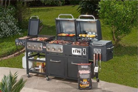 Outdoor Summer Patio 7 Burner Propane Charcoal Grill Griddle And Smoker Combo Outdoor Gourmet