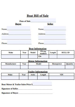 Boat Bill Of Sale Template Luxeharew