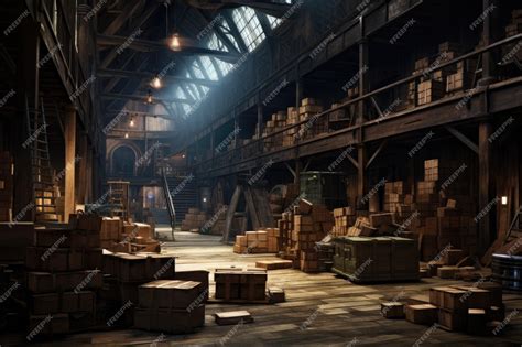 Premium Photo Interior Of A Warehouse With A Lot Of Boxes 3d