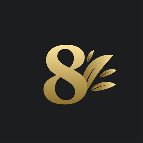 Golden Number Eight logo with gold leaves. 2784681 Vector Art at Vecteezy