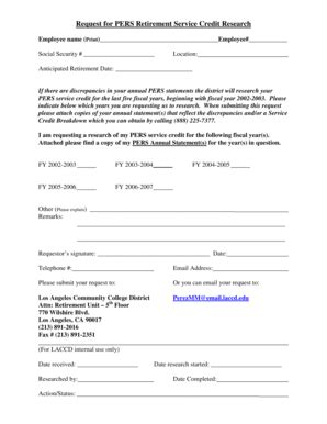 Fillable Online Laccd Request For PERS Research Form Laccd Fax Email