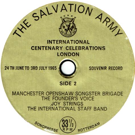 Sacsr Salvation Army Centenary Souvenir Record