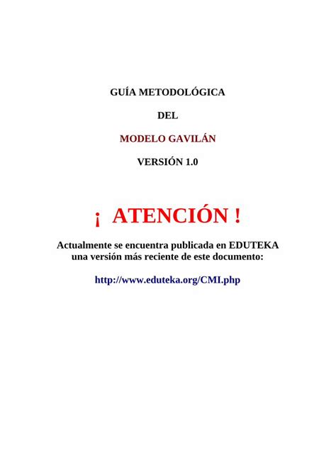 PDF ATENCIÓN El Modelo y la Metodología Gavilán tienen como