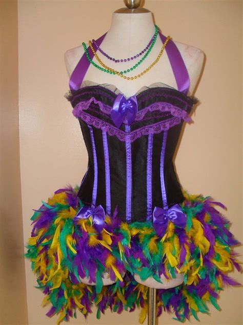 Purple Muli Colored Mardi Gras Masquerade Costume Showgirl Burlesque