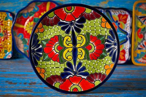 Mexican Pottery Plate Talavera Style Of Puebla In Mexico Photo