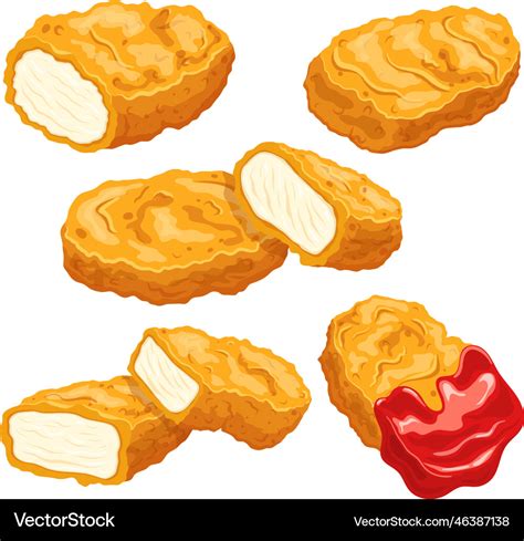 Chicken Nuggets Fast Food Set Cartoon Royalty Free Vector