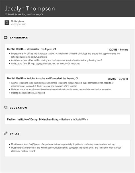 Mental Health Resume Samples Velvet Jobs