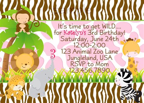 Zoo Jungle Animals Birthday Party Invitation Printable Digital File