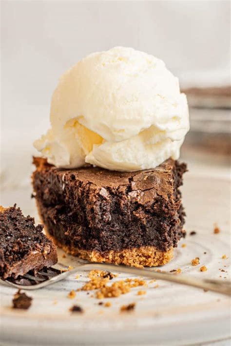 Brownie Pie With Graham Cracker Crust Baking With Butter