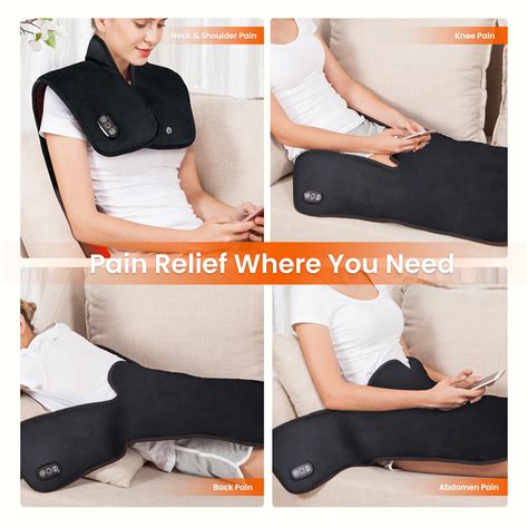 Snailax Heated Neck And Shoulder Massager Electric Heating Pad For Back Pain Relief Heat Wrap