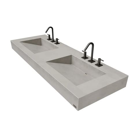 Ada Floating Concrete Double Ramp Sink Trueform Concrete