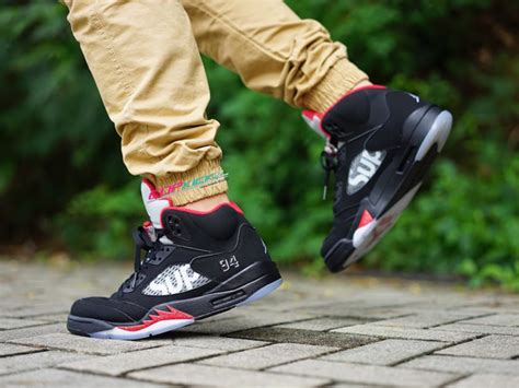 Supreme Air Jordan 5 Black Fire Red - Sneaker Bar Detroit