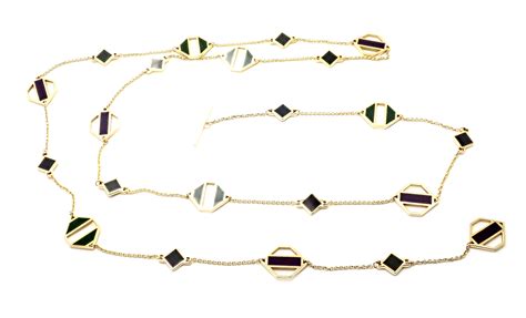 Tiffany And Co Paloma Picasso Enamel Stations Long Link Yellow Gold Chain Necklace At 1stdibs