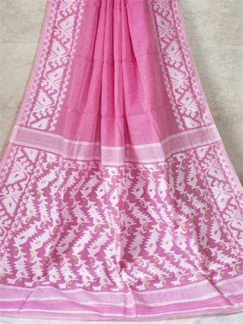 Pretty Pink Dhakai Jamdani Light Weight Cotton Silk Saree Without