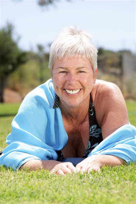 Happy Mature Woman Outdoors Stock Photo Image Of Happiness Caucasian